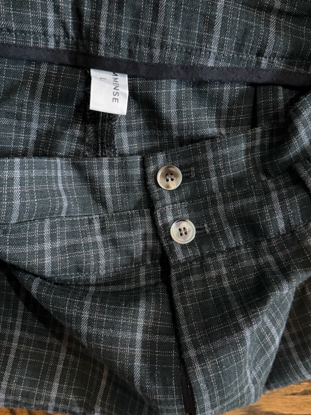 Commense Dark Green Plaid Wide Leg Pants - Picture 5 of 6